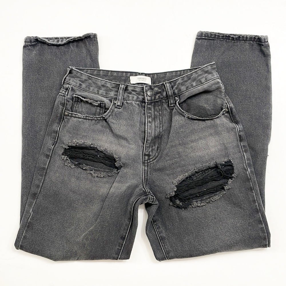 Forever 21 black distressed denim jeans